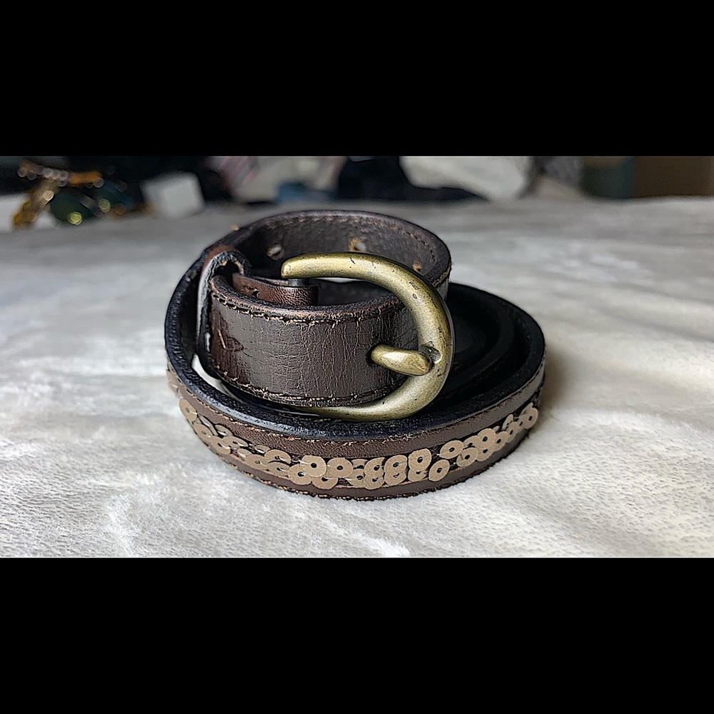 Sequin Brown Thin Belt- Hollister